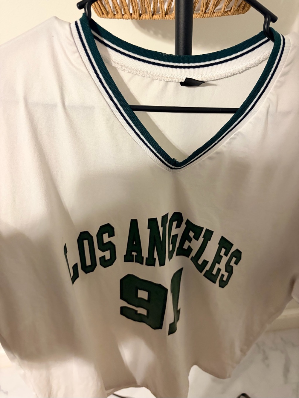 SHEIN White and Green Los Angeles Top